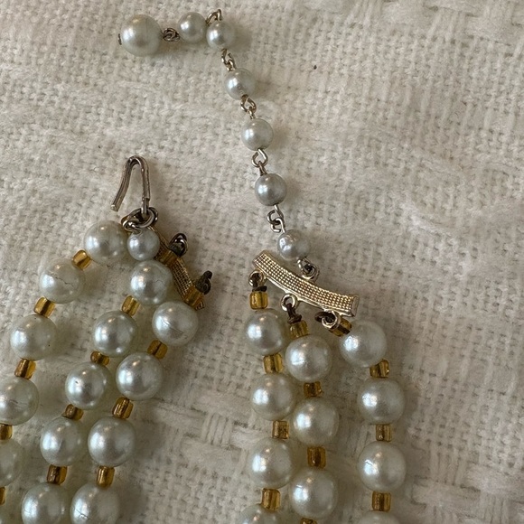 Elegant Pearl and Blue Bead Necklace - Picture 3 of 3